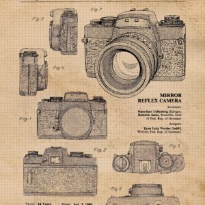 Vintage Classic M3 R4 Camera Patent Prints, 4 (8x10) Unframed Photos, Wall Art Decor Gifts Under 20 for Home Office Man Cave School Lab College Student Teacher Leica Rollei Photography Sports Champs