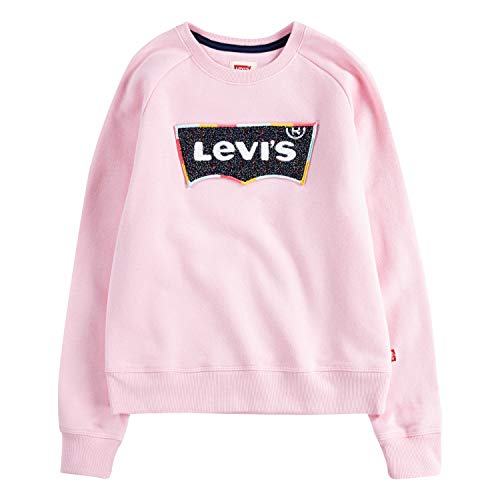 Levi's Girls' Crewneck Sweatshirt, Rose/Confetti, L