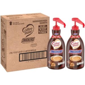 Nestle Coffee mate Coffee Creamer, Snickers, Concentrated Liquid Pump Bottle, Non Dairy, No Refrigeration, 50.7 Fl Oz (Pack of 2)