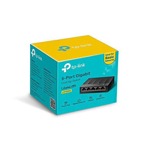 TP-Link Litewave 5 Port Gigabit Ethernet Switch | Desktop Ethernet Splitter | Plastic Case | Unshielded Network Switch | Plug & Play | Fanless Quiet | Unmanaged (LS1005G)