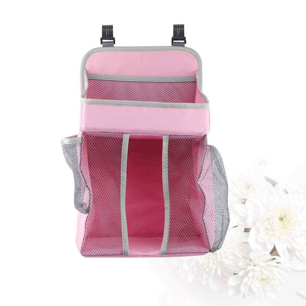 TOPBATHY Hanging Diaper Organizer Baby Hanging Diaper Stacker Nursery Bag for Baby Nursery Crib Storage (Pink)