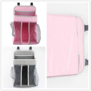 TOPBATHY Hanging Diaper Organizer Baby Hanging Diaper Stacker Nursery Bag for Baby Nursery Crib Storage (Pink)