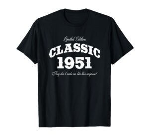 73 year old vintage classic car 1951 73rd birthday t-shirt
