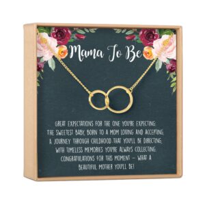 expecting mom gift necklace - heartfelt card & jewelry gift for baby showers, etc (infinity circles - gold)