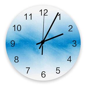 familydecor 12 inch indoor/outdoor waterproof wall clock, vintage silent non-ticking battery operated clock home classroom conference room wall decorative- abstract art blue watercolor