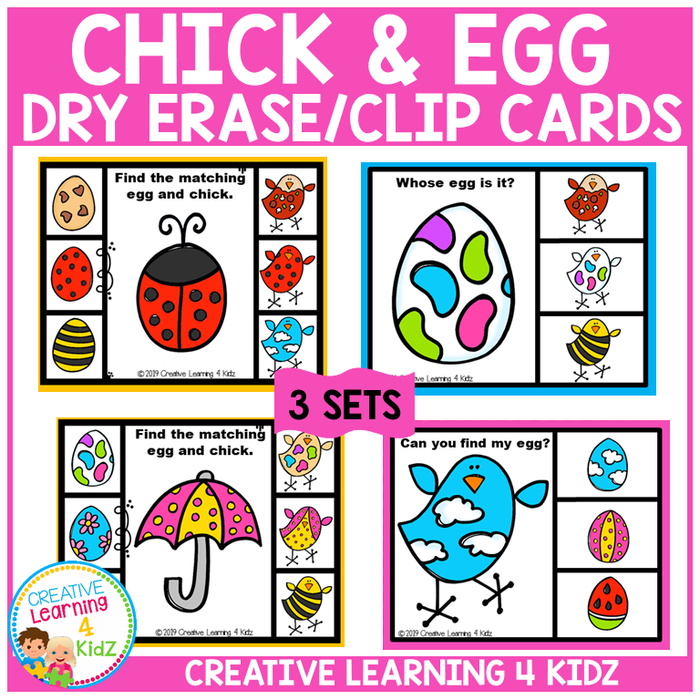 Chick and Egg Dry Erase or Clip Cards