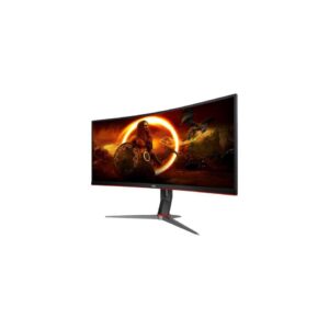 AOC CQ34G2 Super Curved Frameless Gaming Monitor, UltraWide FHD 2560x1080, 1500R VA Panel, 1ms MPRT, 75Hz, FreeSync, Height Adjustable, 3-Yr Zero Dead Pixels Black/Silver