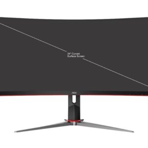 AOC CQ34G2 Super Curved Frameless Gaming Monitor, UltraWide FHD 2560x1080, 1500R VA Panel, 1ms MPRT, 75Hz, FreeSync, Height Adjustable, 3-Yr Zero Dead Pixels Black/Silver