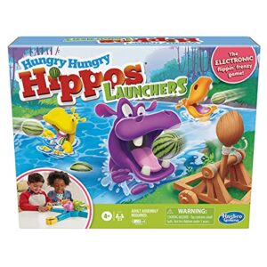 hungry hungry hippos launchers game for kids ages 4 and up, electronic pre-school game for 2-4 players