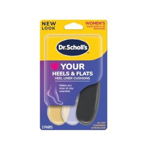 dr. scholl's® love your heels & flats heel liner cushions, helps prevent uncomfortable shoe rubbing at the heel and helps prevent shoe slipping for shoes that are too big, 3 pair