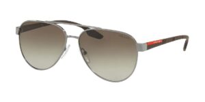 prada ps54ts lifestyle 5av1x1 61m gunmetal/green gradient pilot sunglasses for men+ bundle with designer iwear eyewear kit