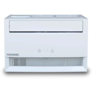 freonic 12,000 btu window air conditioner and dehumidifier, 115v, window ac unit for rooms up to 550 sq. ft., air conditioner window unit with led display, follow me remote, and automatic louvers