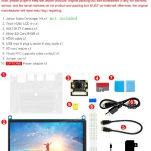 Jetson Nano Developer Accessories Kit for Small Powerful Computer AI Development Board with 7 inch IPS Touch HDMI Screen LCD Display Micro Card 64GB Camera Module @XYGStudy (AcceC)