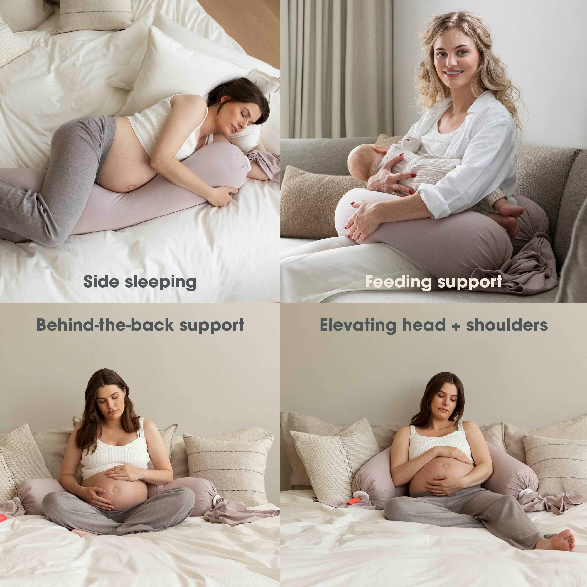 bbhugme Adjustable Pregnancy Pillow – Full Body Support for Side Sleeping - Adjustable Firmness and Shape - Supports Back, Legs, Belly, HIPS for Pregnant Women - Removable Cover - Dusty Olive