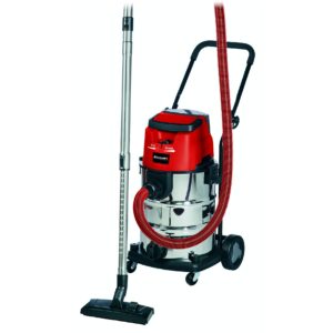 einhell te-vc power x-change 36-volt cordless 8-gallon wet/dry shop vacuum, 15000-pa suction power, heavy-duty, stainless-steel w/ 8-foot hose, pleated filter, foam filter, accessory nozzle, tool only
