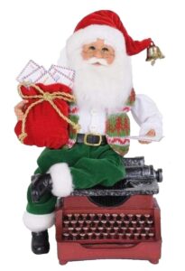 karen didion originals typewriter santa figurine, 10 inches - handmade christmas holiday home decorations and collectibles