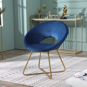 roundhill furniture slatina silky velvet upholstered accent chair with gold tone finished base, 25d x 28w x 31.5h in, blue