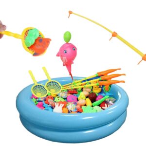 topwon inflatable swimming pool for fishing magnetic toys floating fishing game, sand tray, outdoor party food tray - inflatable pond