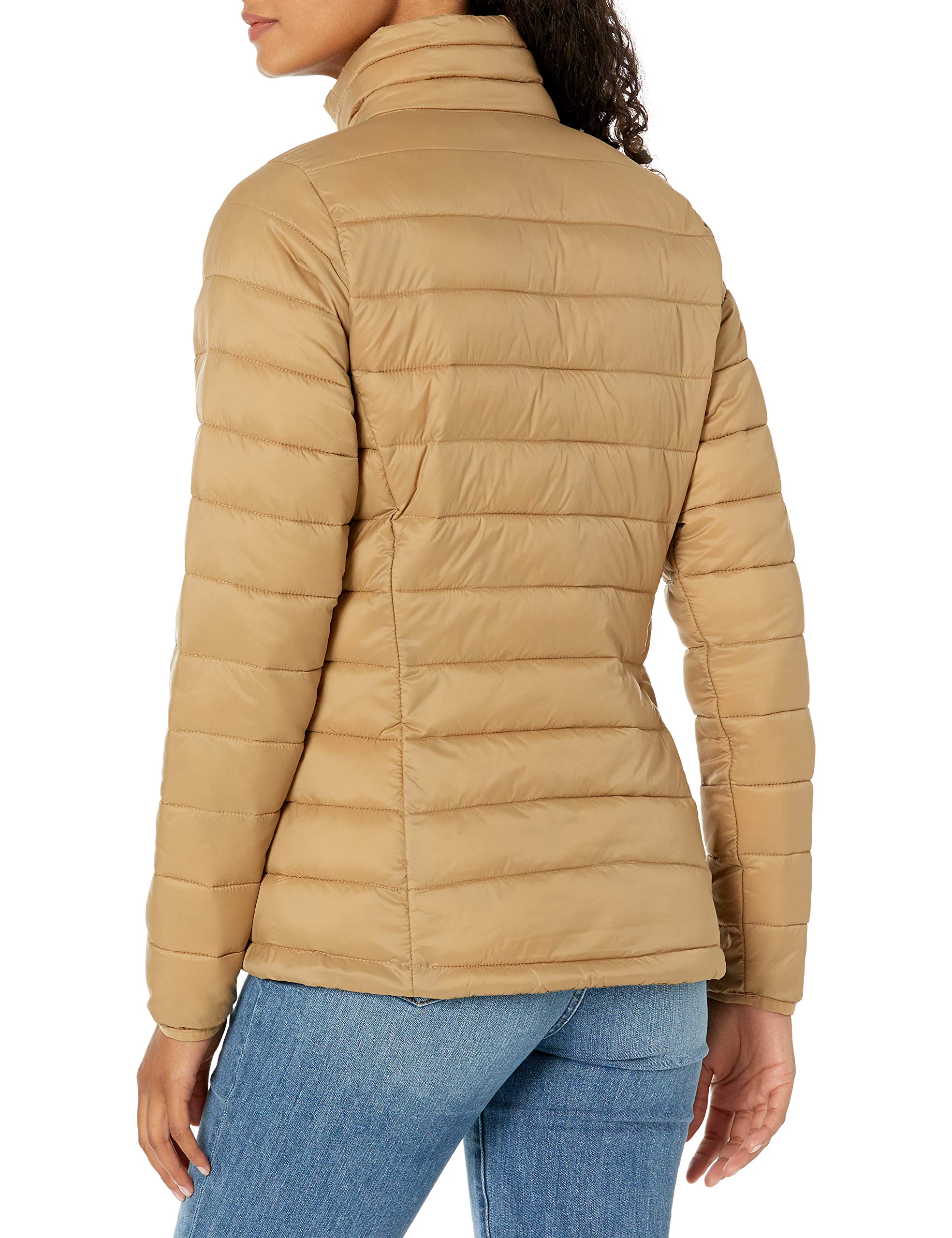 Amazon Essentials Women's Lightweight Long-Sleeve Water-Resistant Packable Puffer Jacket (Available in Plus Size), Camel, Large