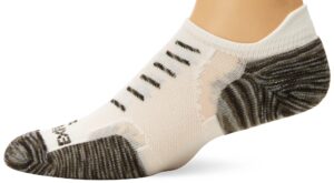 thorlos experia unisex adult xctu thin cushion no show running sock, white/grey, small us