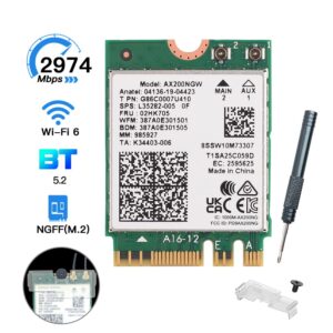 REKONG WiFi 6 AX200NGW M.2 2230 WiFi Network Card Dual Band 160MHz MU-MIMO 802.11AC AX 3000Mbps 2.4Ghz 5Ghz BT5.2 AX200 Wireless Adapter OFDMA Support vPro Miracast Only for Windows 10/11,64 bit