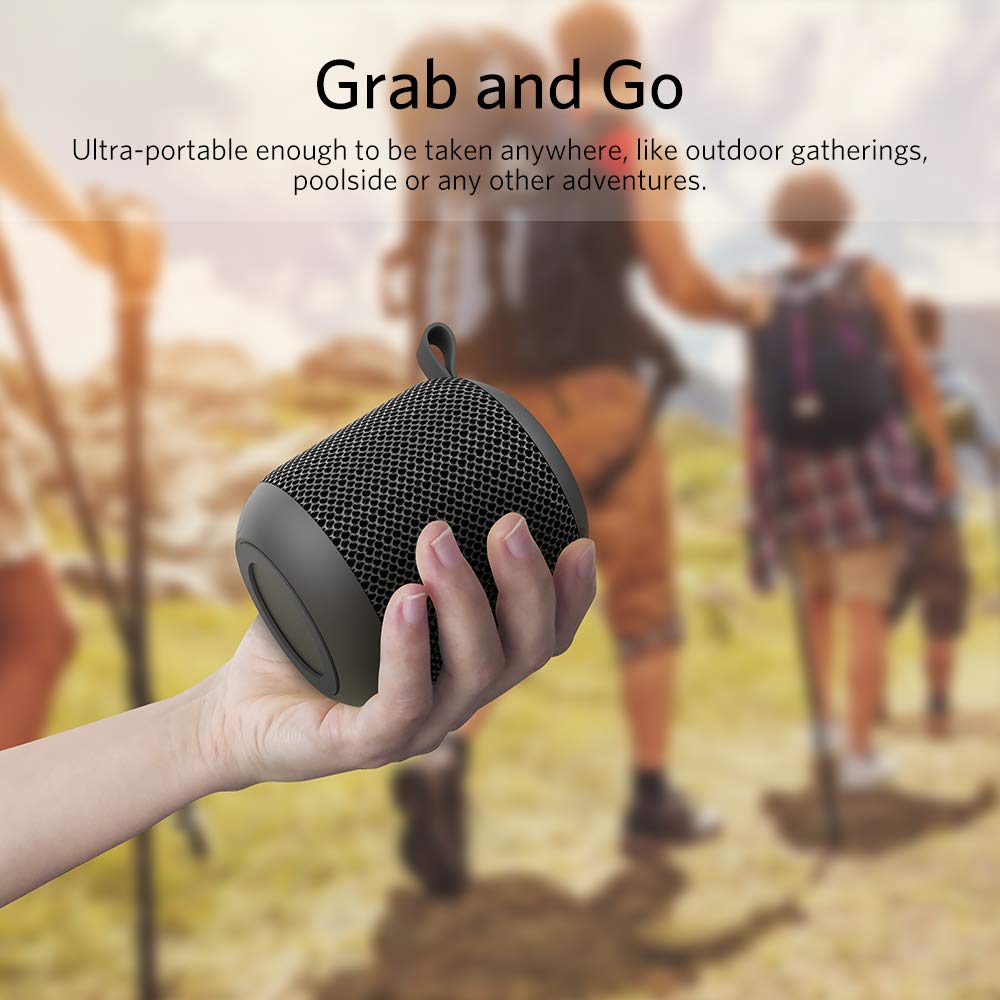 Fiodio IPX6 Waterproof Portable Speakers, Built-in Microphone, 360 HD Surround Sound Wireless Outdoor Mini Shower Travel Speaker with 5W Driver for Sports, Beach, Camping