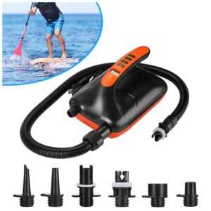 agptek air pump, electric air pump 20psi digital electric air pump, 12v dc car connector, intelligent dual stage & auto-off function, great for paddle boards, inflatable boats and kayaks