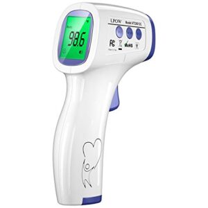 lpow thermometer for adults, non contact infrared digital thermometer for fever, body and surface thermometer 2 in 1 dual mode white