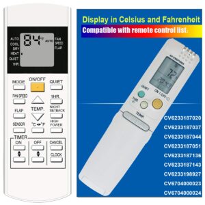 replacement for panasonic air conditioner remote control cv6233198927 cv6233187136 cv6233187143 cv6233187044 cv6704000024 cv6233187020 cv6233187051 cv6704000023 cv6233187037 cs-ke30nku