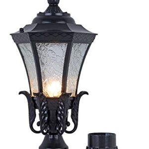 GYDZ Vintage Outdoor Post Mount Light,21''H Pier Mount Post Light Outdoor for Villa Or Garden Backyard, Victorian Light Fixture in Oil-Rubbed Black with Water Ripple Glass