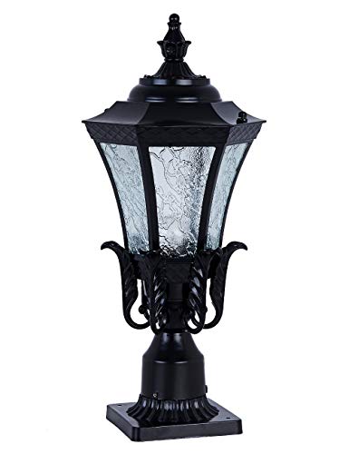 GYDZ Vintage Outdoor Post Mount Light,21''H Pier Mount Post Light Outdoor for Villa Or Garden Backyard, Victorian Light Fixture in Oil-Rubbed Black with Water Ripple Glass