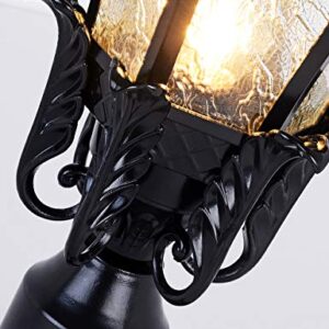 GYDZ Vintage Outdoor Post Mount Light,21''H Pier Mount Post Light Outdoor for Villa Or Garden Backyard, Victorian Light Fixture in Oil-Rubbed Black with Water Ripple Glass