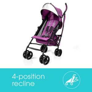 Summer 3Dlite Convenience Stroller, Orchid – Lightweight Stroller with Aluminum Frame, Large Seat Area, Mesh Siding, 4 Position Recline, Extra Large Storage Basket – Infant Stroller for Travel & More