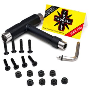 trouble skateboards hardware tool + skateboard 1” black phillips skate hardware (h21)