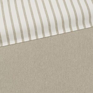 Madison Park Essentials Hayden Comforter, Yarn Dyed Stripe Pattern, Solid on The Reverse Modern All Season Down Alternative Bed Set with Matching Sham, Full/Queen, Tan 3 Piece