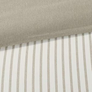 Madison Park Essentials Hayden Comforter, Yarn Dyed Stripe Pattern, Solid on The Reverse Modern All Season Down Alternative Bed Set with Matching Sham, Full/Queen, Tan 3 Piece