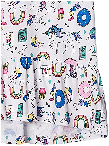 Amazon Essentials Toddler Girls' Long-Sleeve Tunic T-Shirts (Previously Spotted Zebra), Pack of 2, White Doodles/Unicorn, 2T