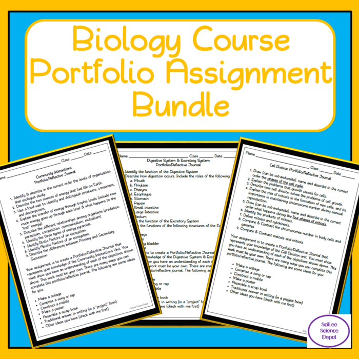 Distance Learning: Biology Course- 15 Unit Portfolios Assignment Bundle