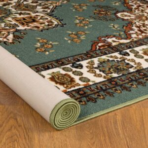 Antep Rugs Alfombras Oriental Traditional 3x5 Non-Skid (Non-Slip) Low Profile Pile Rubber Backing Indoor Area Rugs (Green, 3' x 5')