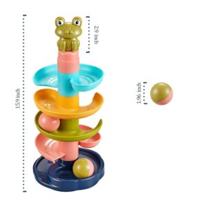 Bu-buildup BBU.02.004 Ball Drop Toys for Toddlers with Bonu Rattle, Swirl Ball Ramp, Ball Drop Tower, Activity Toy for Baby 9 Month & Up