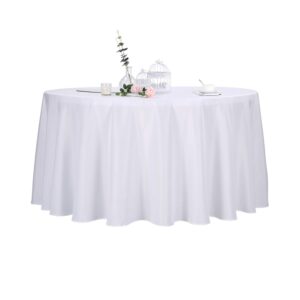 ascoza 2pack 120 inch white round tablecloth in polyester fabric for wedding/banquet/restaurant/parties