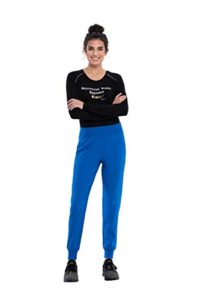 cherokee iflex women's mid rise jogger scrub pant, ckk071, royal, 3xl