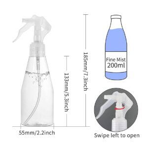 ROISOOT Spray Bottle, 200ml Plastic Empty Spray Bottles for Hair/Water/Plant, Gentle Atomizer for Cleaning Solutions and Fine Mist