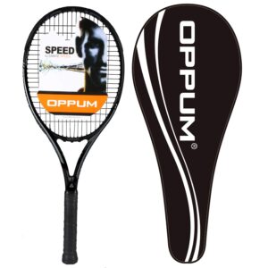 oppum adult carbon fiber tennis racket, super light weight tennis racquets shock-proof and throw-proof,include tennis bag tennis overgrip (graphene racket pro-2000 (black), 4 1/4)