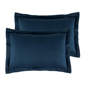 bedsure standard pillow shams set of 2 for kids, brushed microfiber navy bed pillow shams for queen bed, super soft and cozy 20x26 inch shams envelope closure