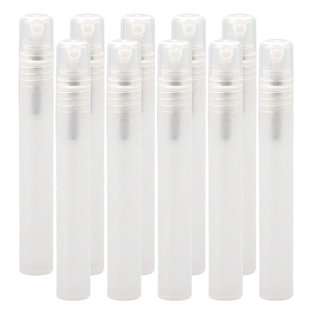 Linwnil [10Pcs/Pack] Frosted Plastic Tube Empty Refillable Perfume Bottles Spray for Travel and Gift,Mini Portable pen 10ml X 6Pcs & 5ml X 4Pcs (10Pcs/Pack,10ml x 10Pcs)