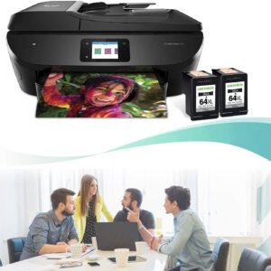 GREENBOX Remanufactured Ink Cartridge Replacement for HP 64 XL 64XL High-Yield for HP Envy Photo 7855 7155 6255 6230 6252 6258 7120 6220 7130 7132 7158 7164 7820 7830 7858 7864 7800 Printer (2 Black)