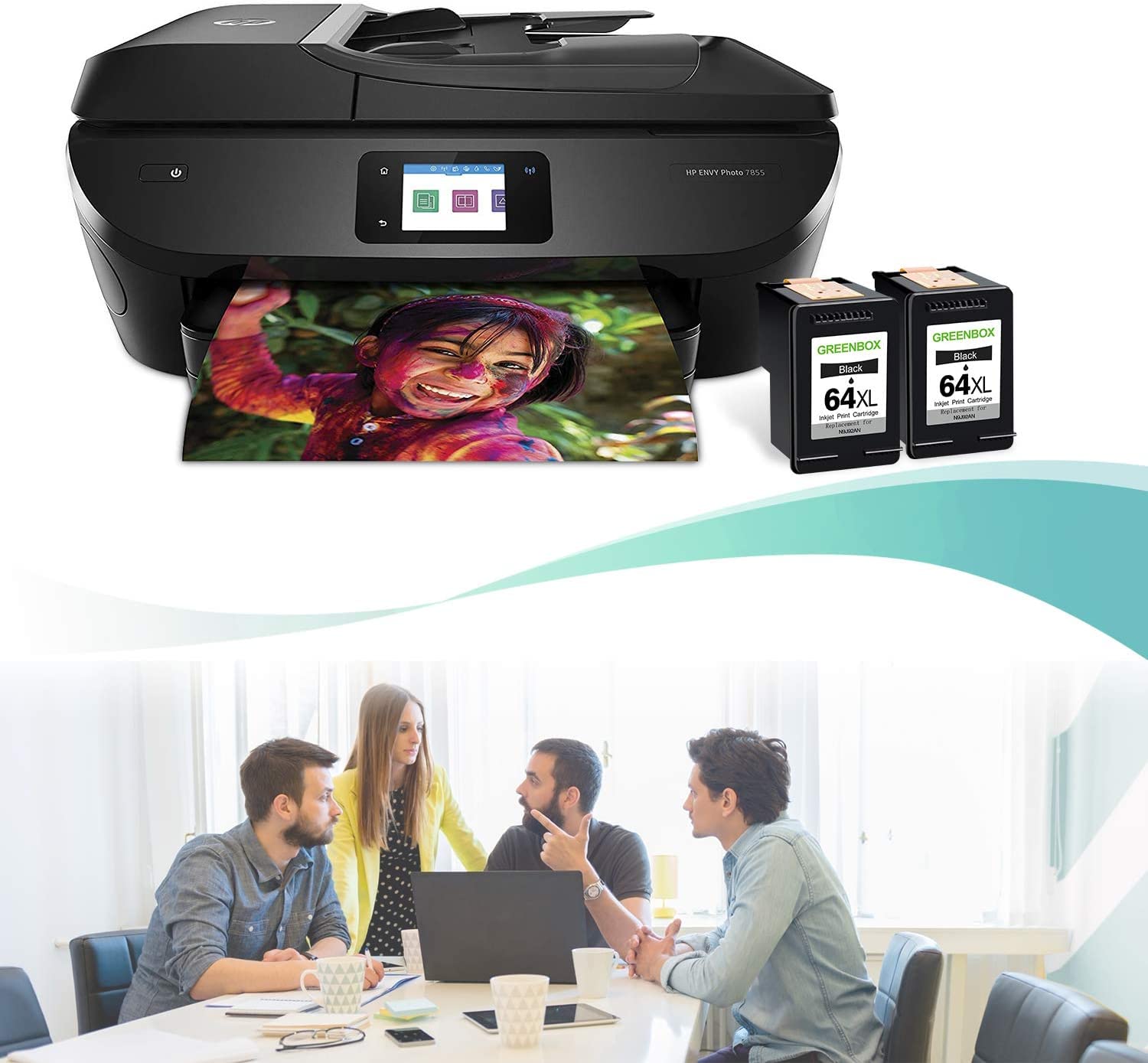 GREENBOX Remanufactured Ink Cartridge Replacement for HP 64 XL 64XL High-Yield for HP Envy Photo 7855 7155 6255 6230 6252 6258 7120 6220 7130 7132 7158 7164 7820 7830 7858 7864 7800 Printer (2 Black)