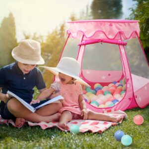 Crayline Pop Up Princess Tent with Star Light, Toys for 1 2 3 Year Old Girl Birthday Gift, Ball Pit for 12-18 Months Toddler Girl Toys, Easy to Pop Up and Assemble(Pink)