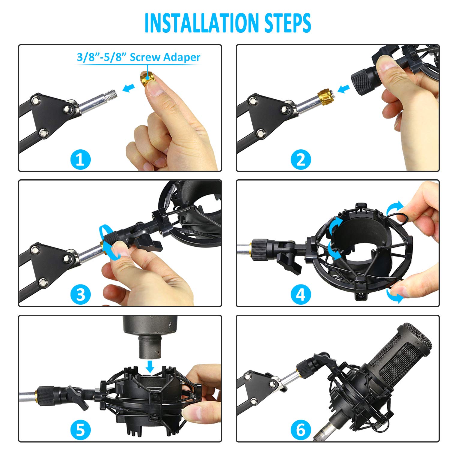 SUNMON AT2020 Shock Mount, Shock Mount Stand Reduces Vibration Noise for Audio Technica AT2020 AT2035 AT4040 AT2020USB ATR2500x Condenser Micphone